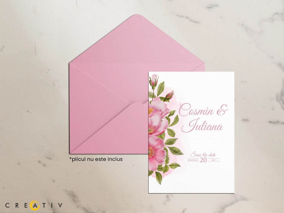 Invitatie de nunta Pink Flowers