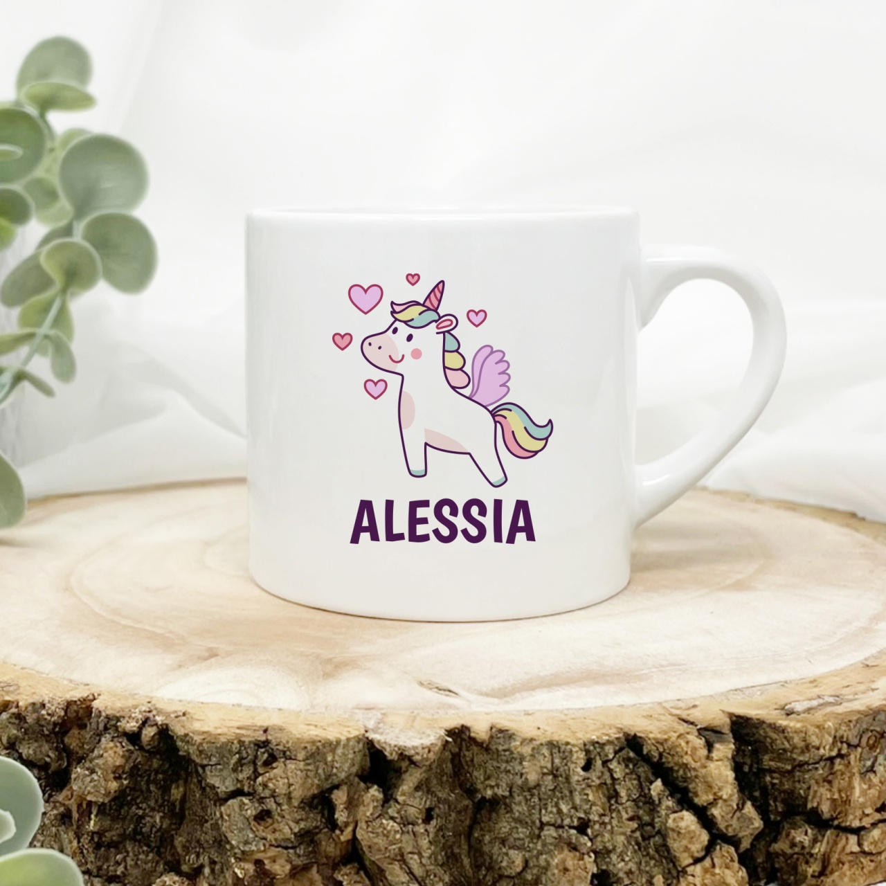 Cana de espresso personalizata cu nume Unicorn