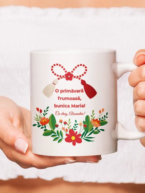 Cana personalizata cu text pentru Martisor