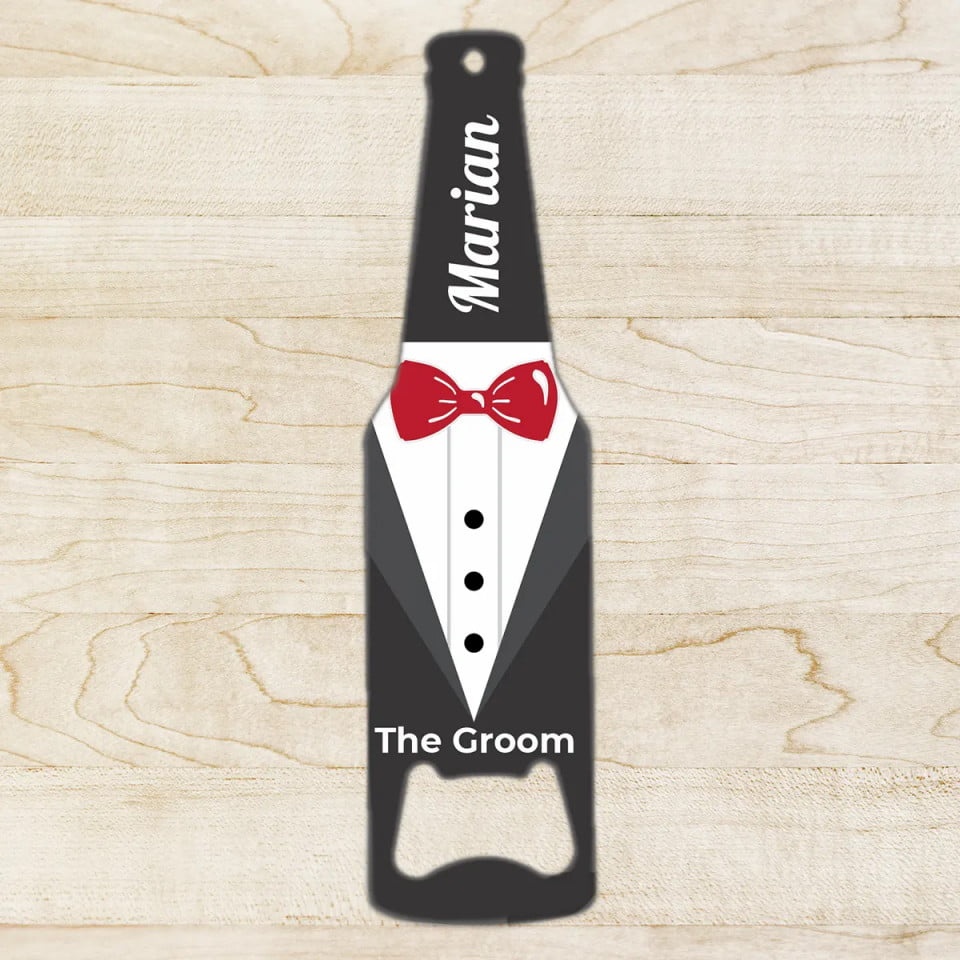 Desfacator in forma de sticla personalizat - Groom Team