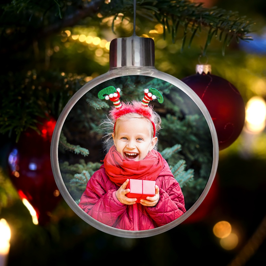 Glob personalizat pentru brad cu doua fotografii