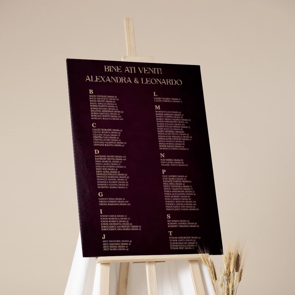 Opis - asezare la mese bordeaux - burgundy 10126