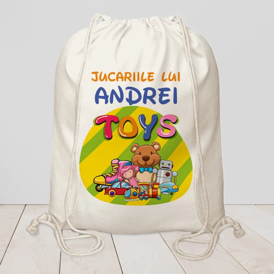 Saculet personalizat pentru jucari cu nume