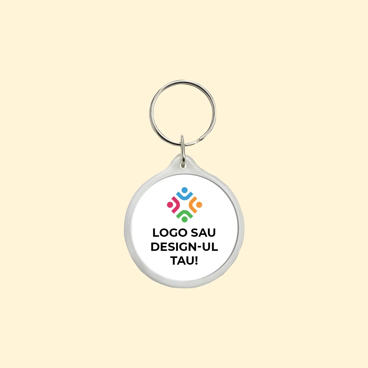 Breloc personalizat cu logo, rotund, plastic