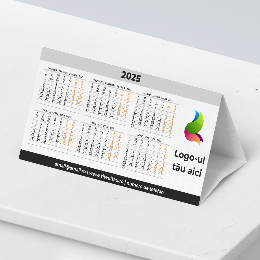 Calendar simplu de birou personalizat cu logo