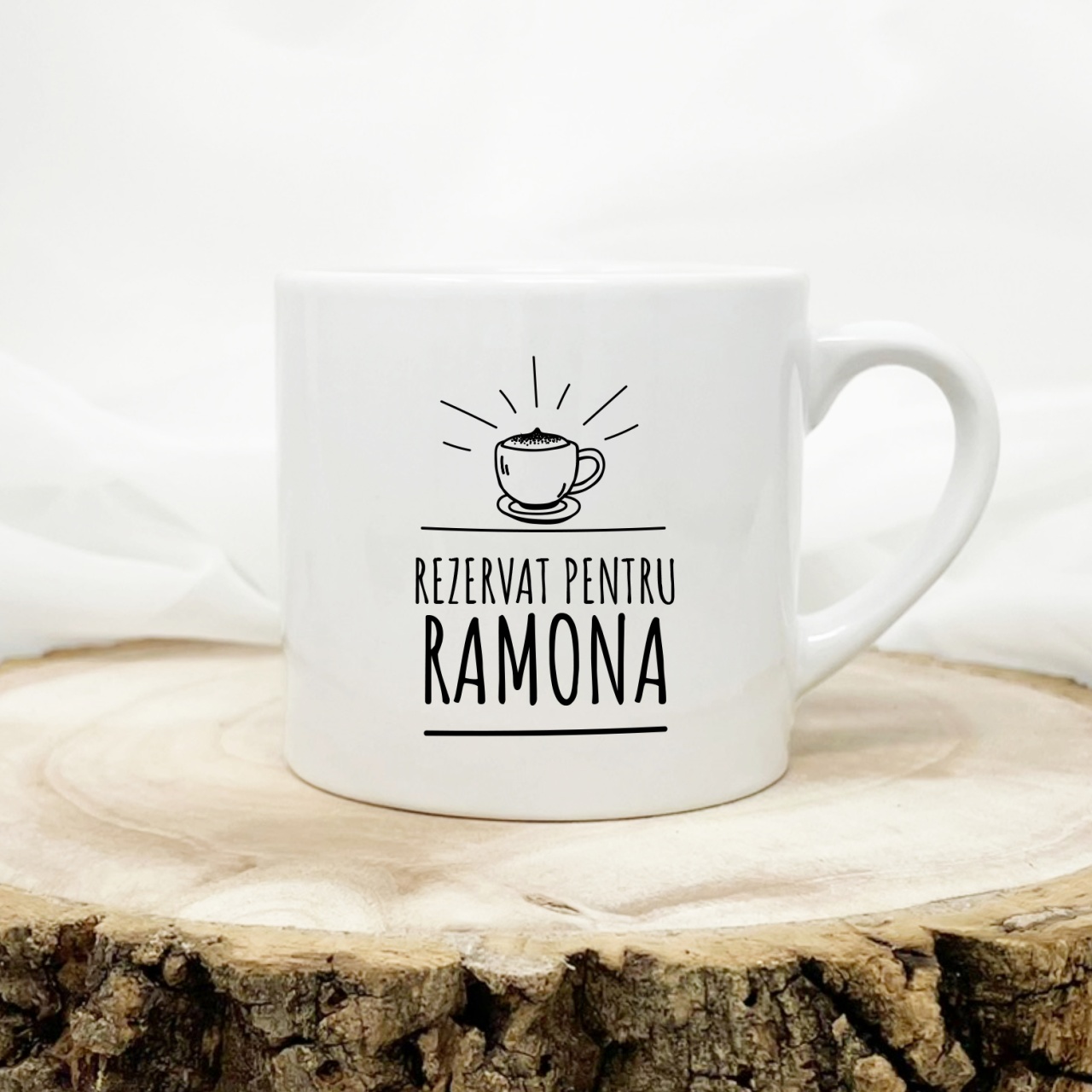 Cana de espresso personalizata cu nume Rezervat pentru