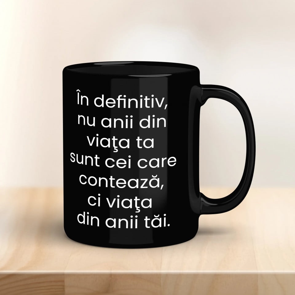 Cana neagra personalizata cu text