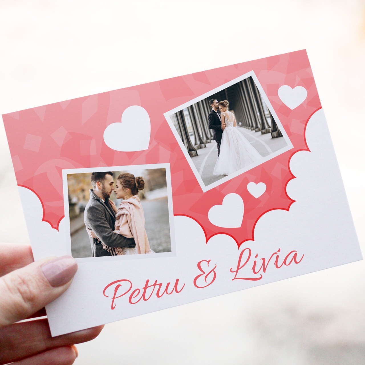 Felicitare personalizata cu nume si fotografii Love