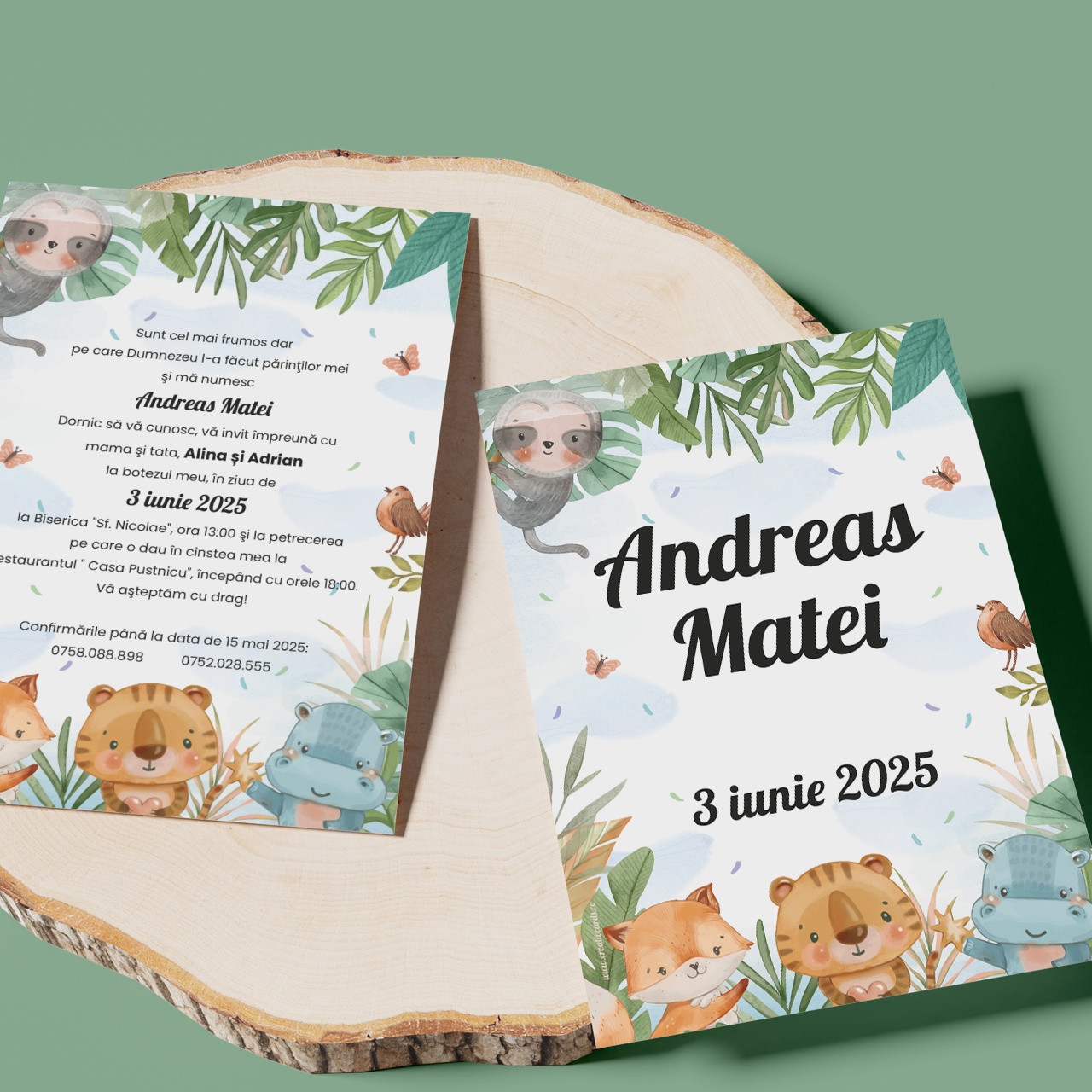 Invitatie de botez baby animals