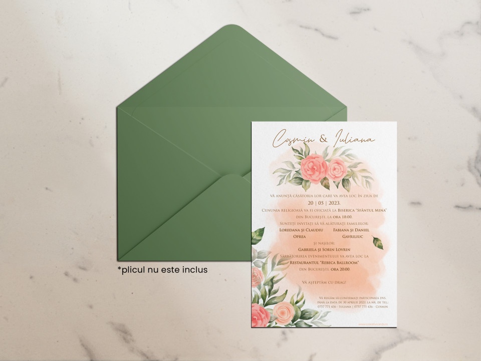 Invitatie de nunta ROSE FLOWERS