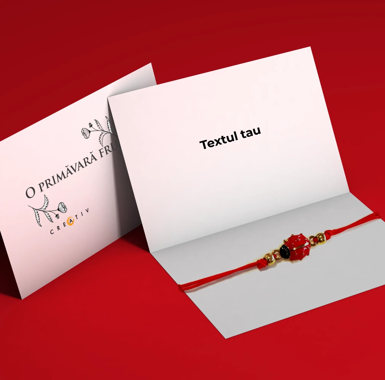 Martisor personalizat tip felicitare + bratara