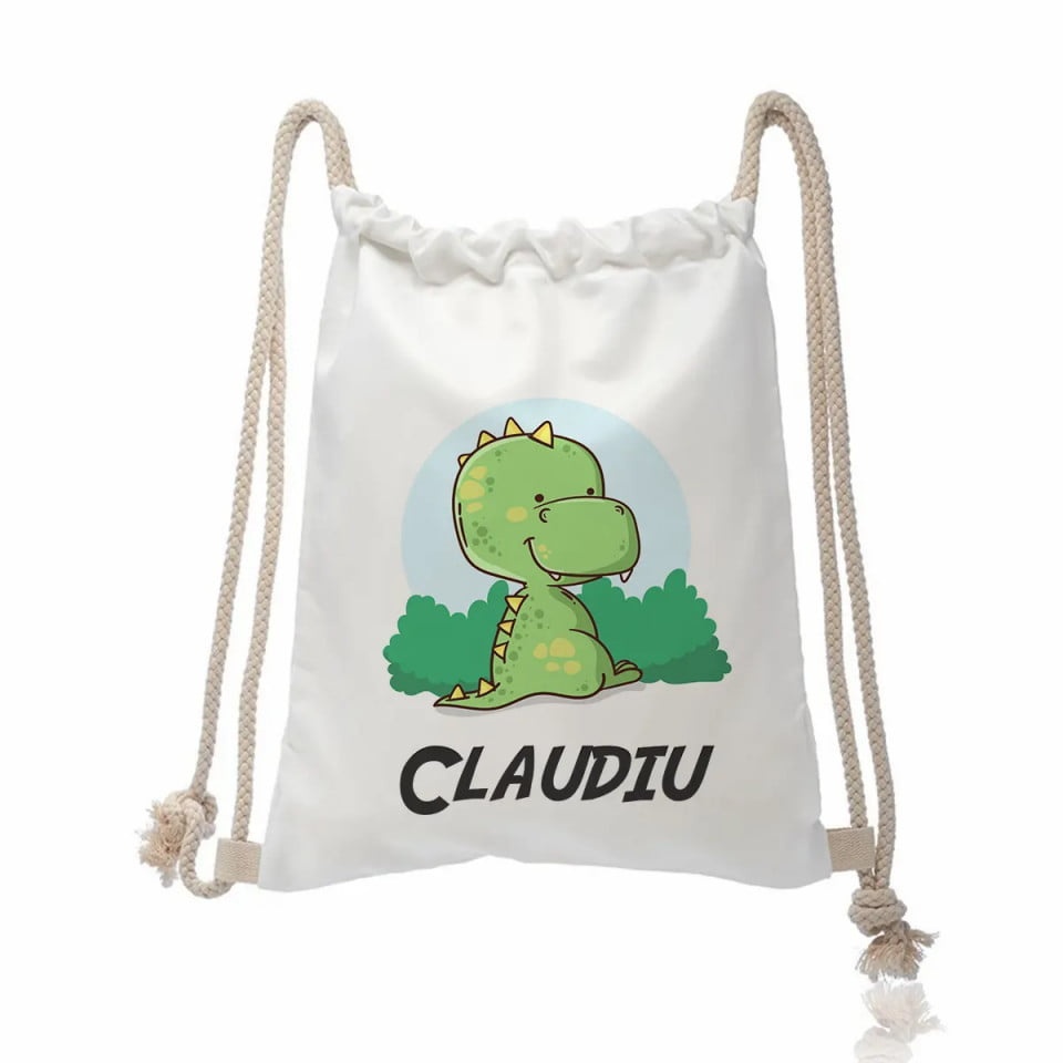 Rucsac personalizat cu nume - dinozaur