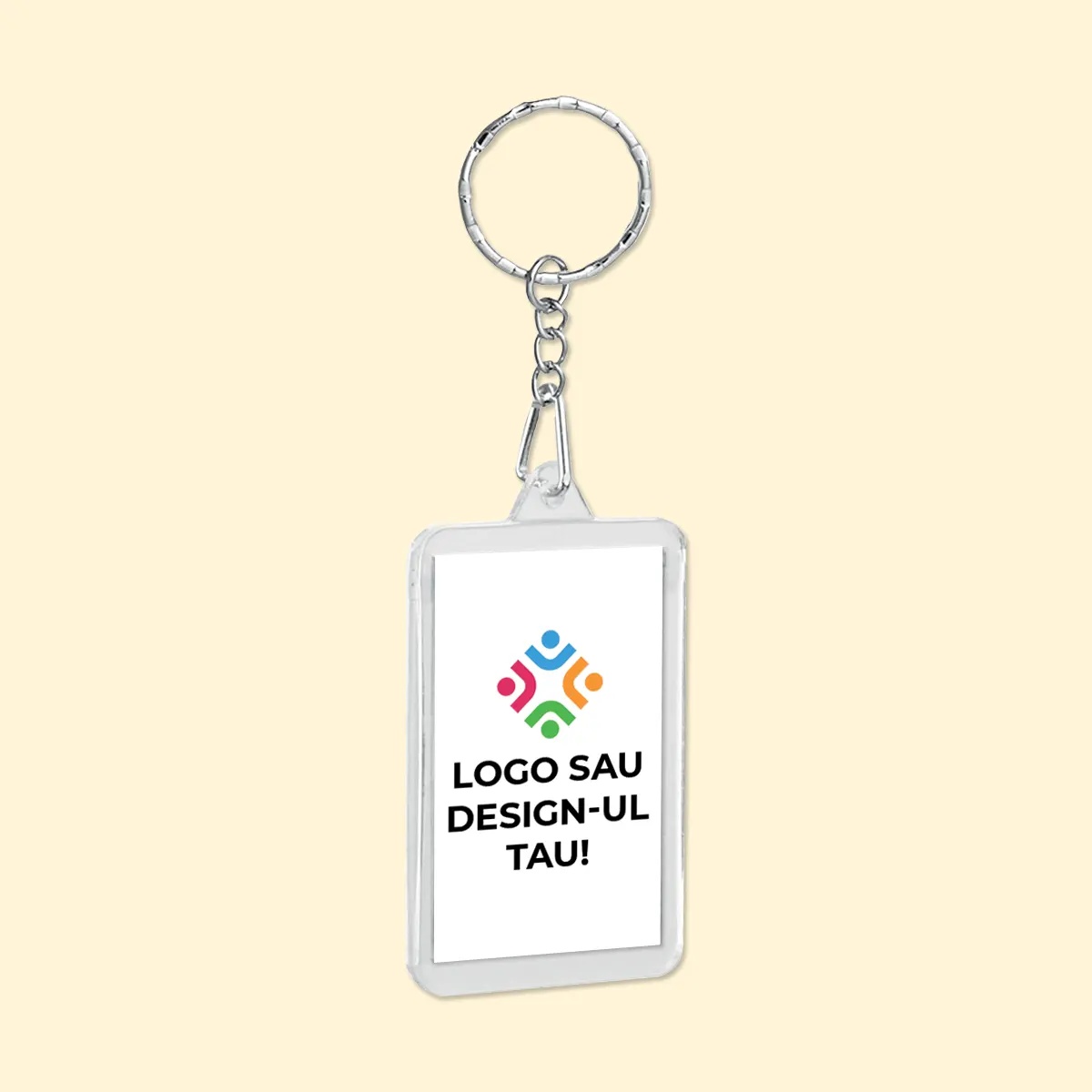Breloc personalizat cu logo, dreptunghiular, plastic