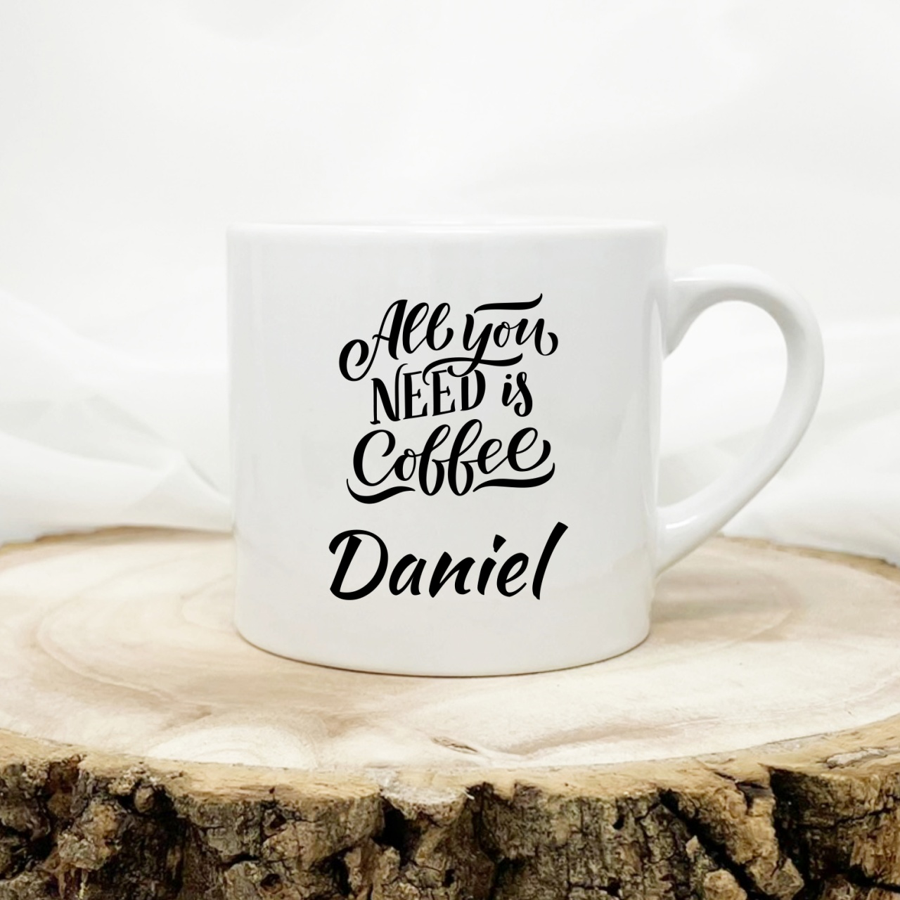 Cana de espresso personalizata cu nume All you need is coffee