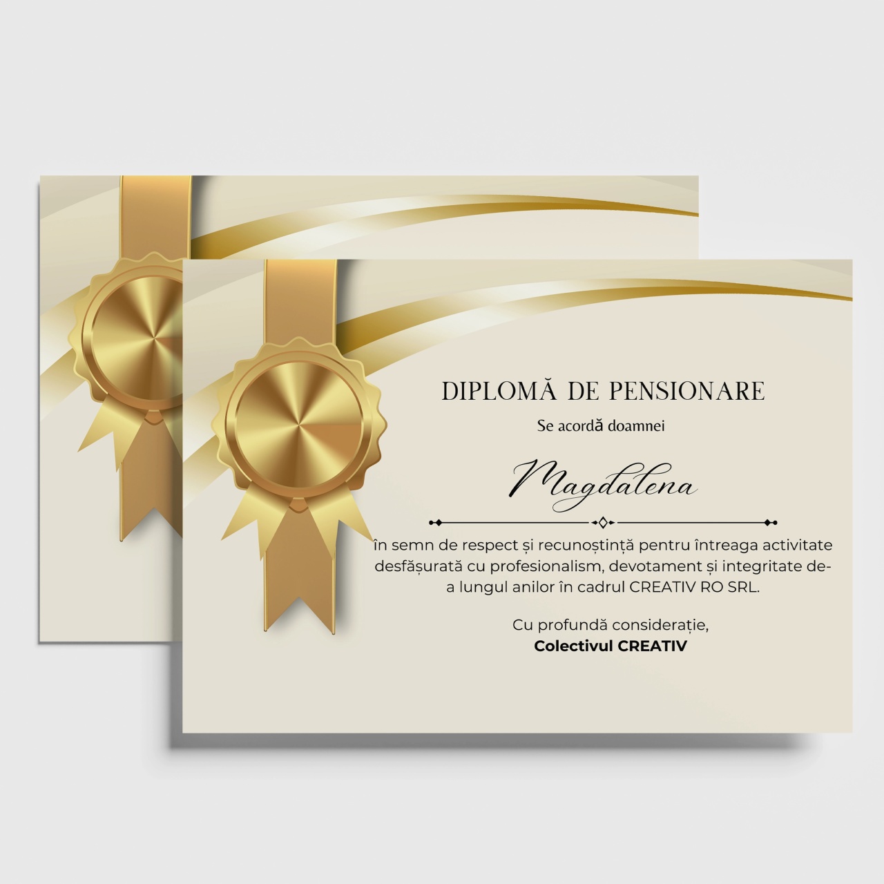 Diploma pentru pensionare