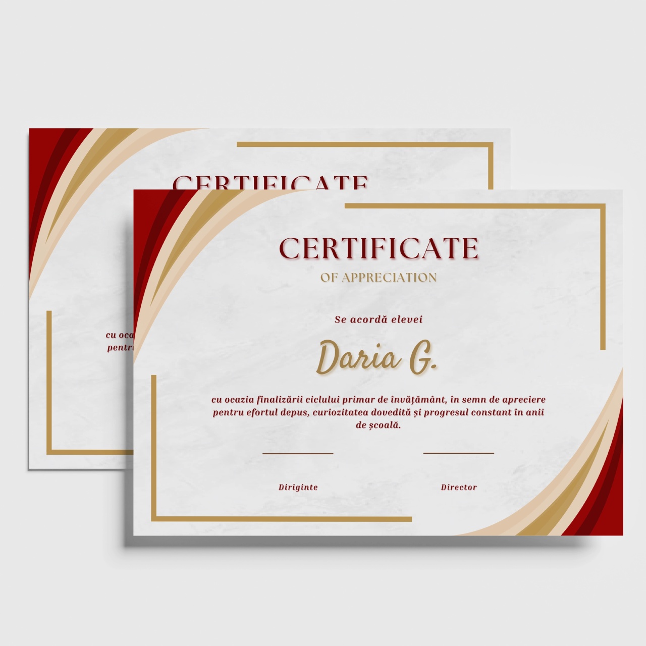 Diploma personalizata pentru absolvire eleganta