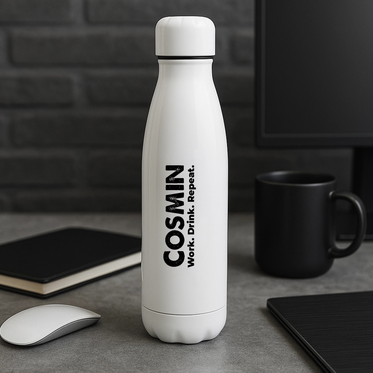 Sticla de apa personalizata cu nume si mesaj, metalica, 700ml