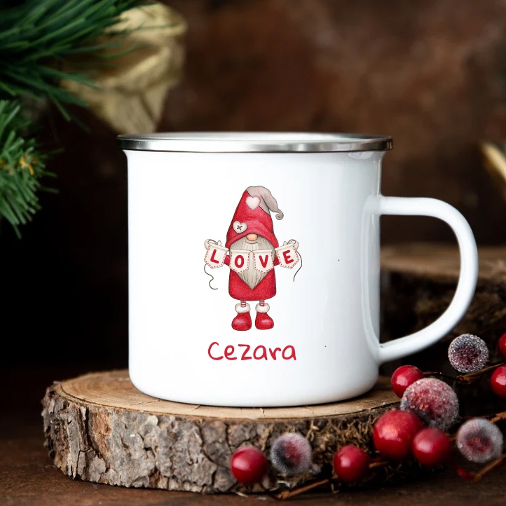 Cana metalica personalizata cu nume - Love Christmas