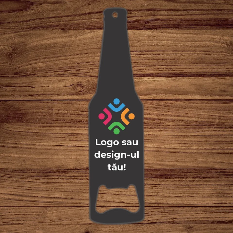 Desfacator in forma de sticla personalizat cu logo