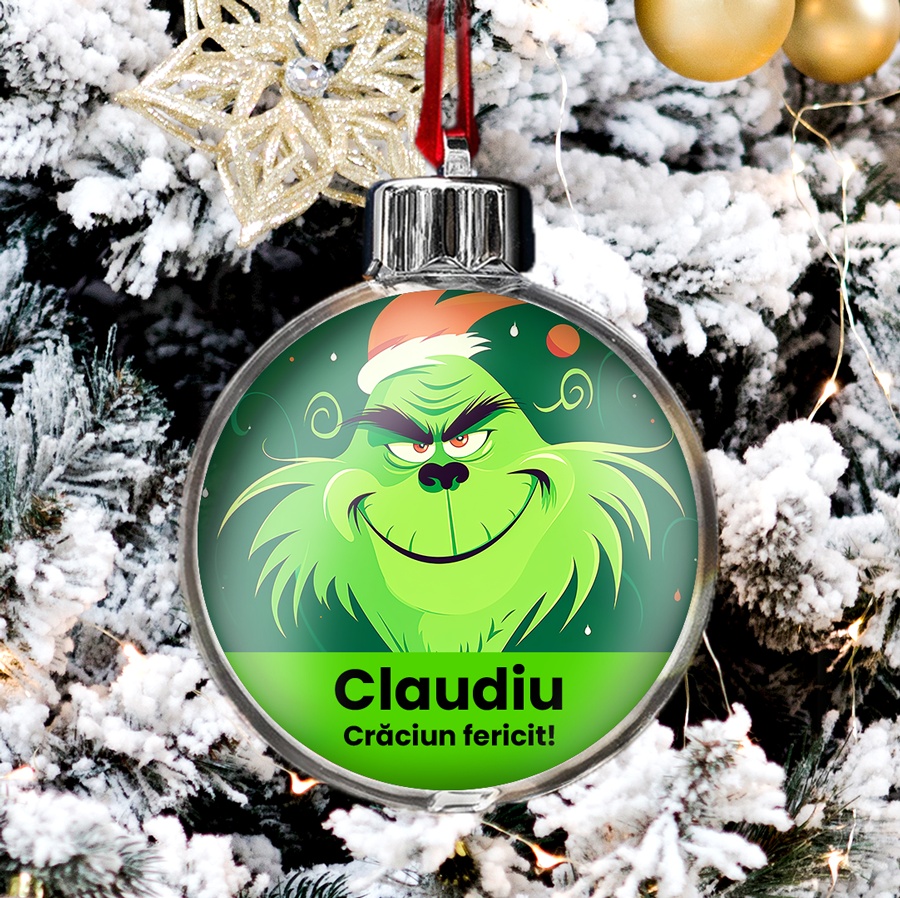 Glob pentru brad personalizat cu nume Grinch