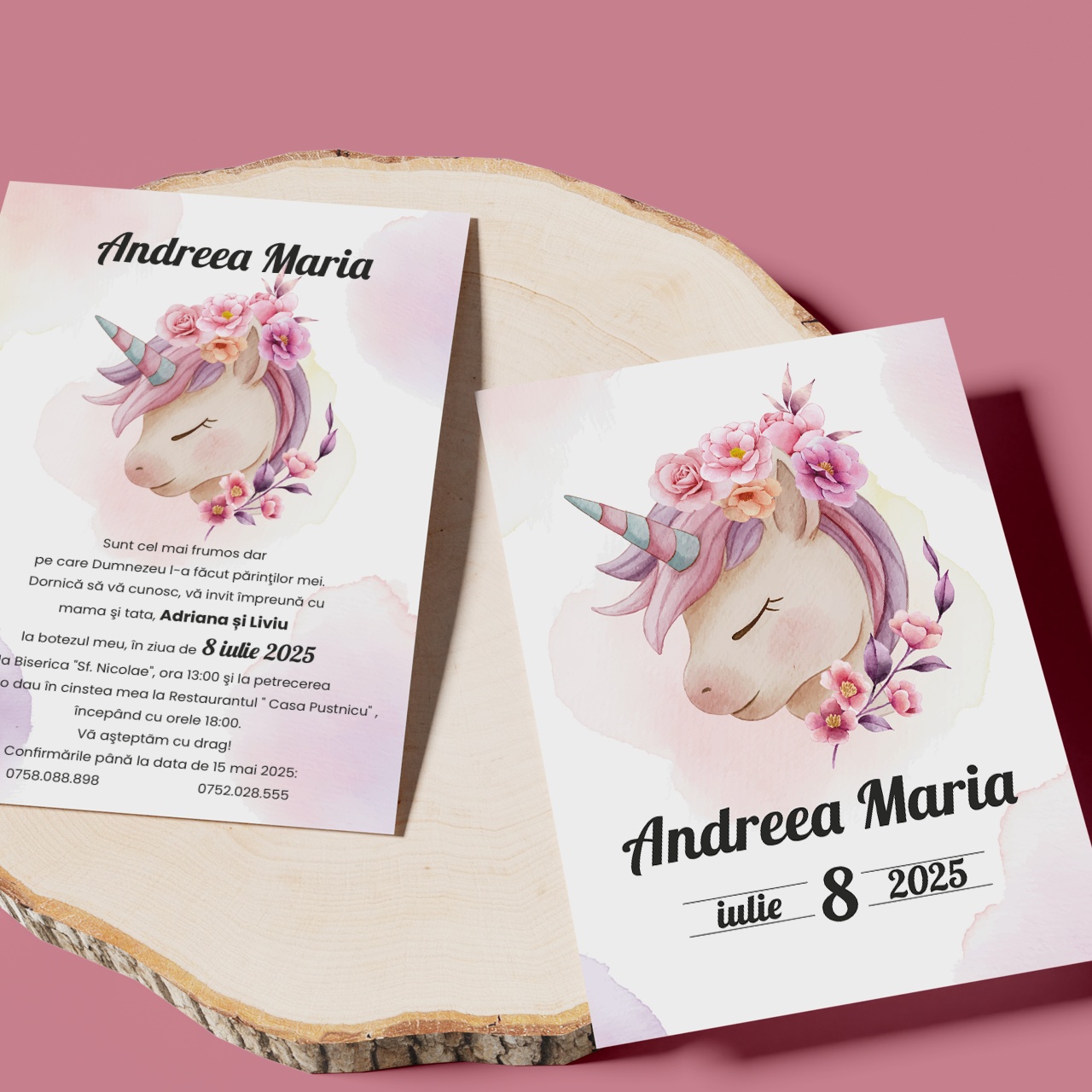 Invitatie de botez bebe unicorn