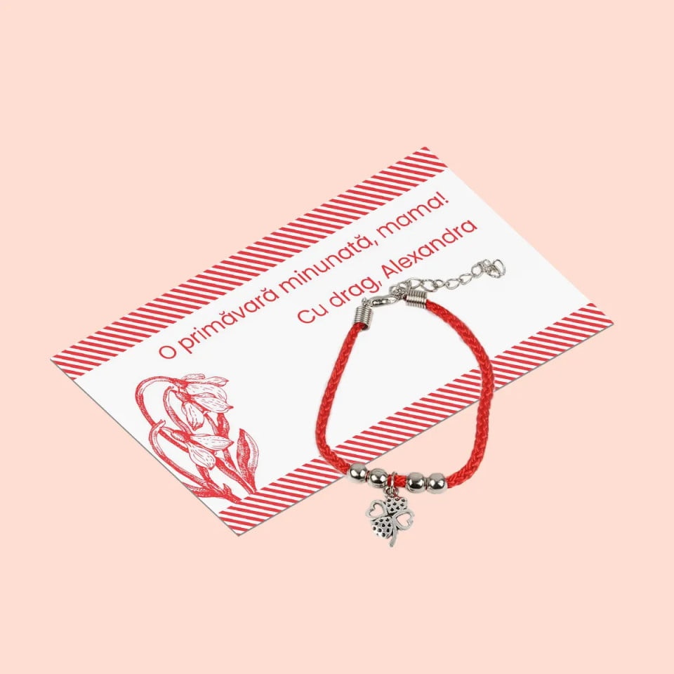 Martisor personalizat cu mesaj + bratara