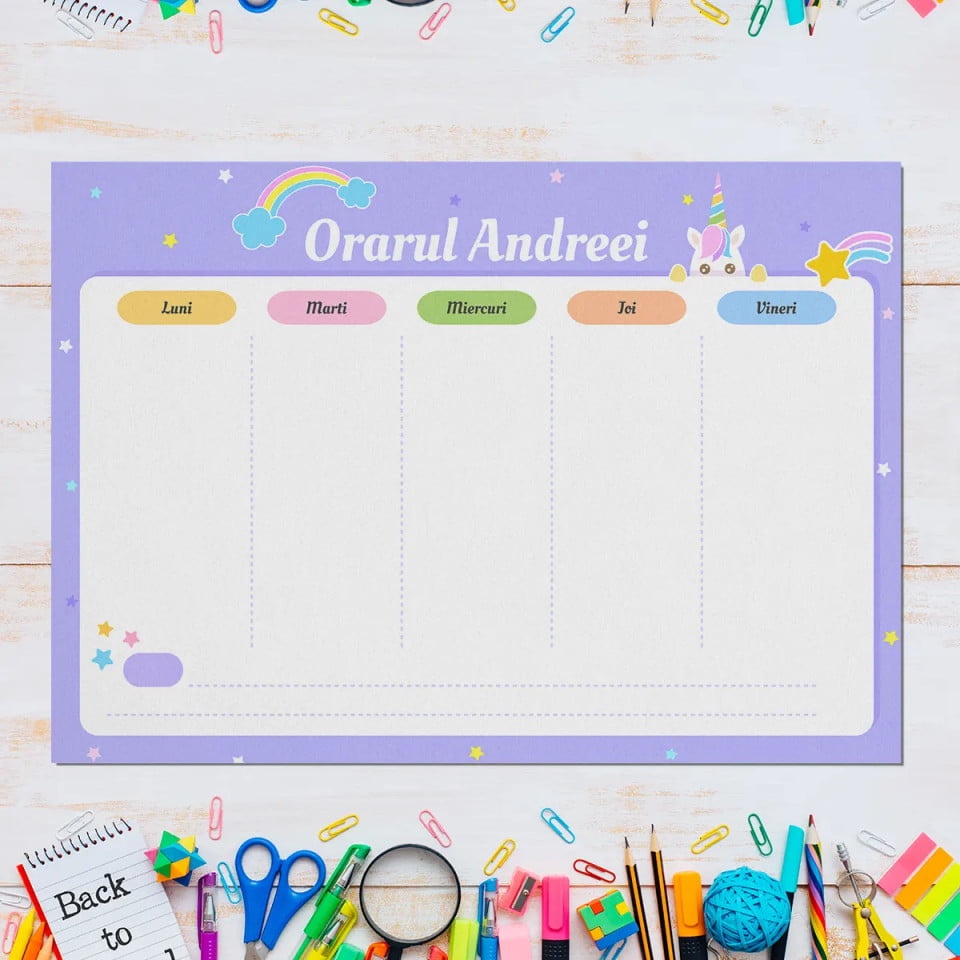 Orar personalizat unicorn