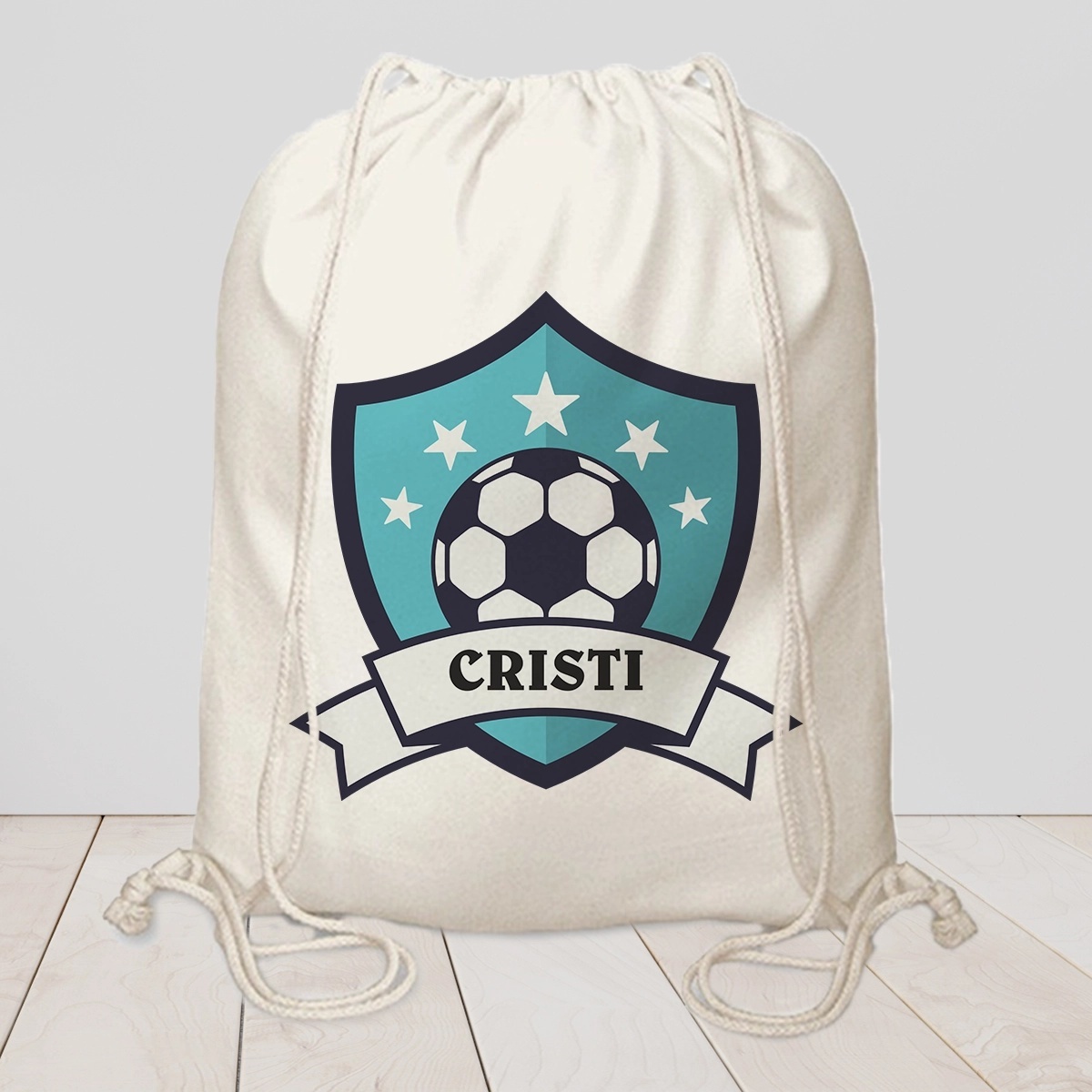 Saculet pentru hainele de la gradinita cu nume fotbalist