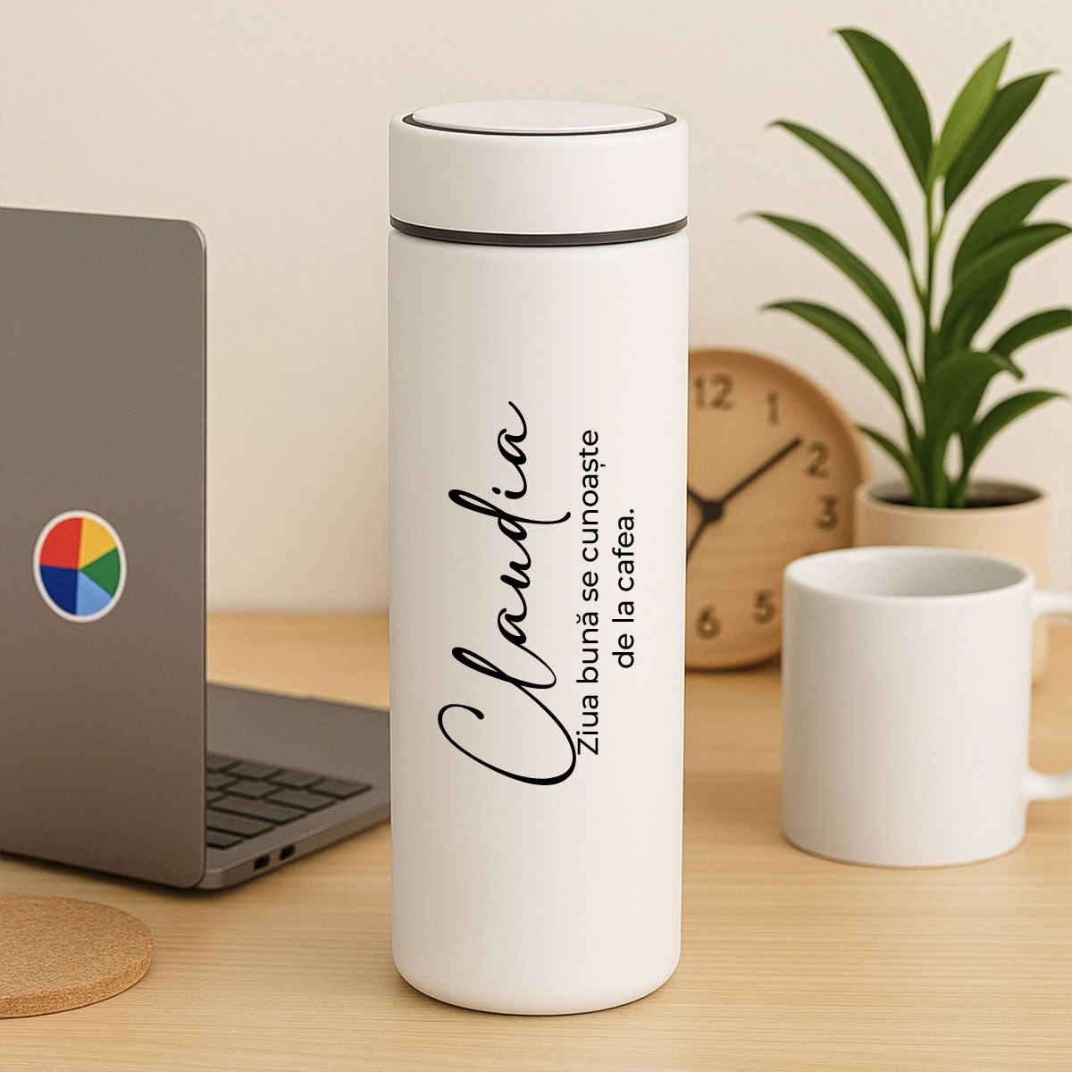 Termos personalizat cu nume si mesaj, metalic, 500ml