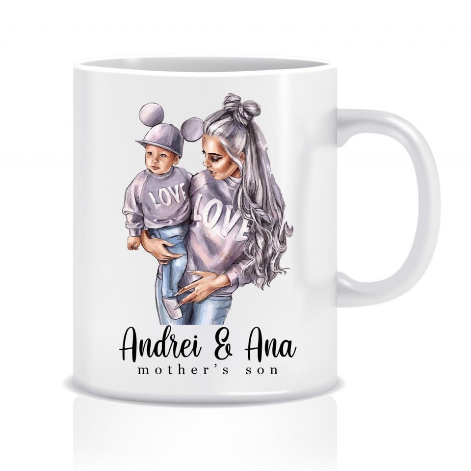 Cana personalizata mama si fiu - MOM&SON