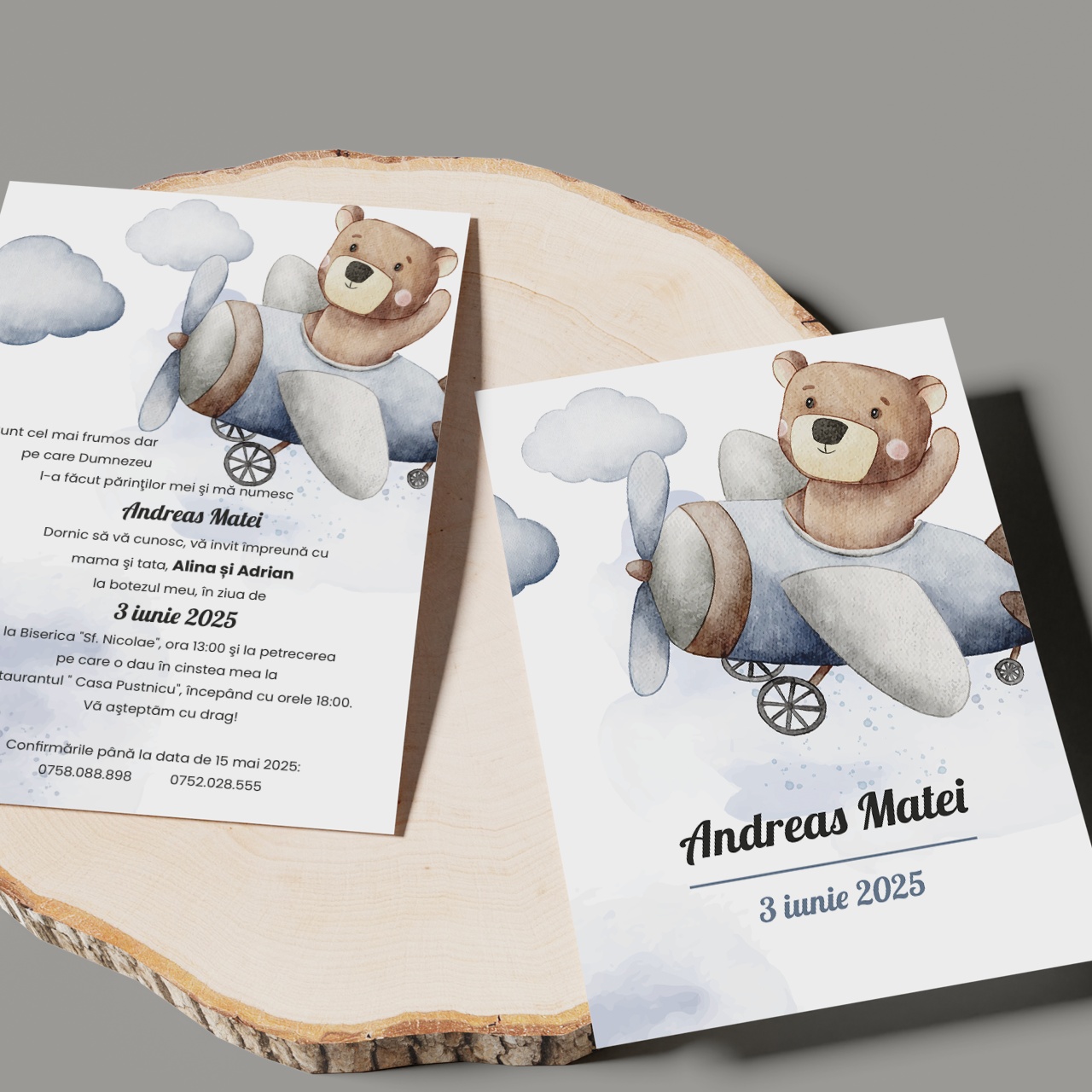 Invitatie de botez cu ursulet