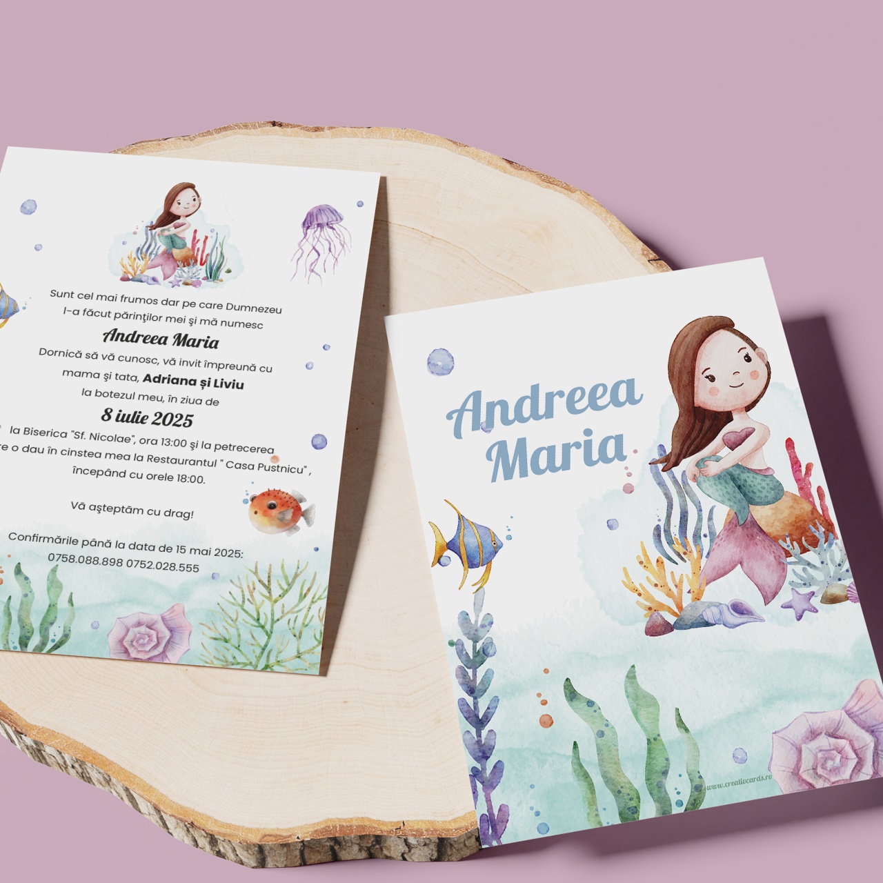 Invitatie de botez Mica Sirena