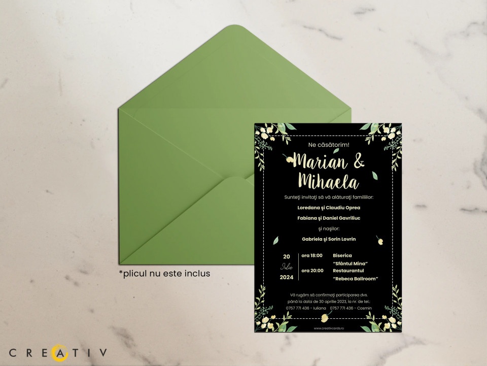 Invitatie de nunta Black Nature