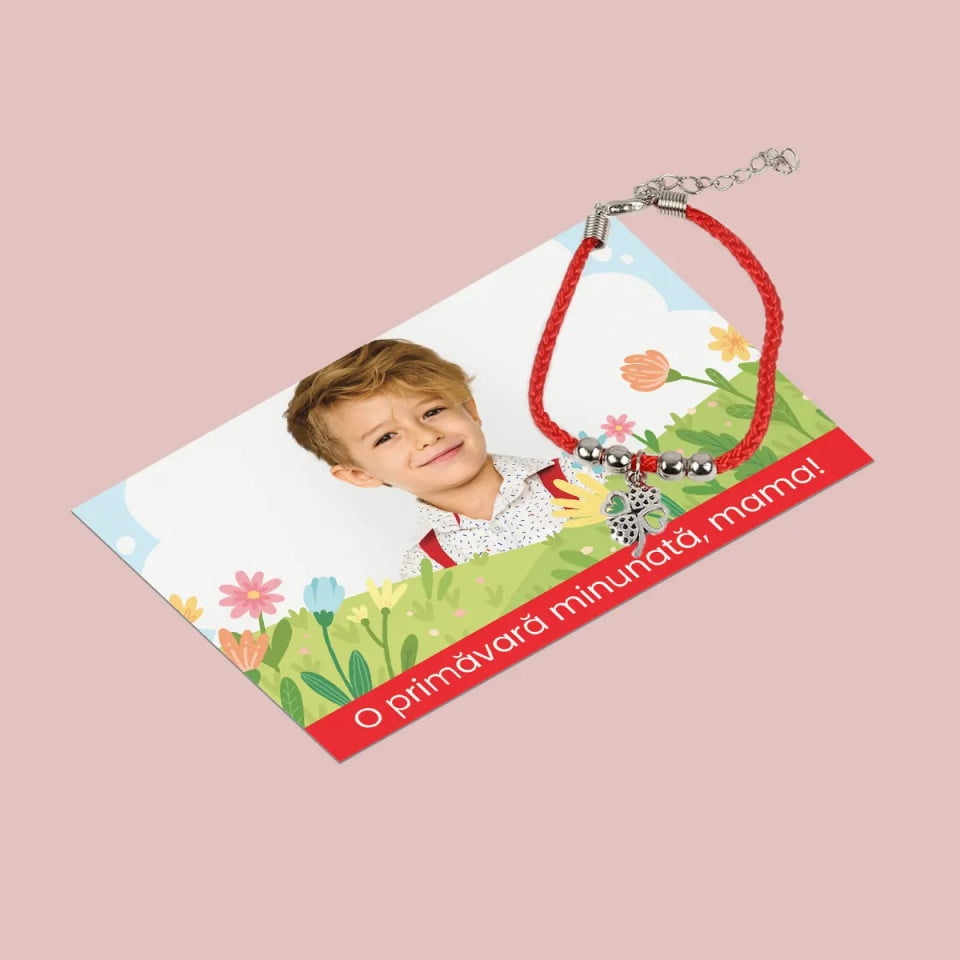 Martisor personalizat cu mesaj si o fotografie + bratara