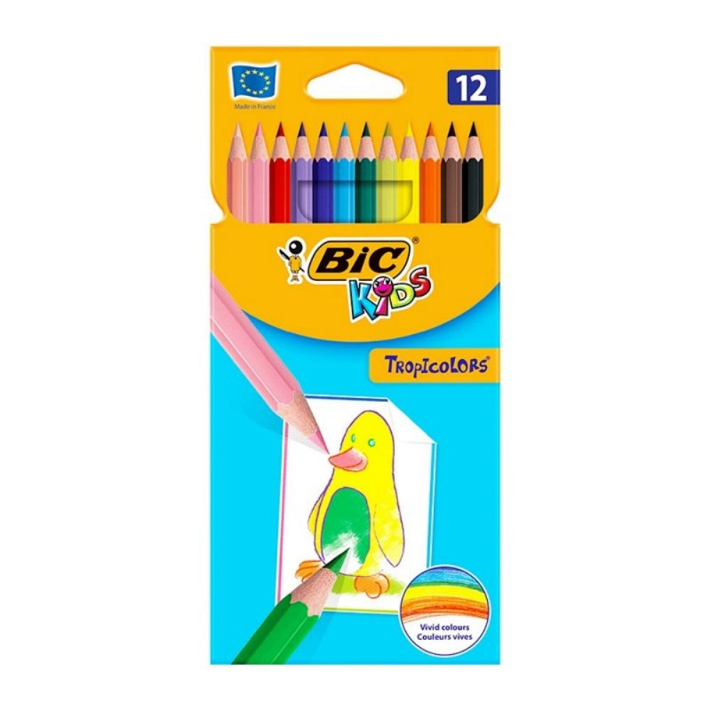 Creioane colorate 12 culori Tropicolors 2 Bic Bic imagine 2022 depozituldepapetarie.ro