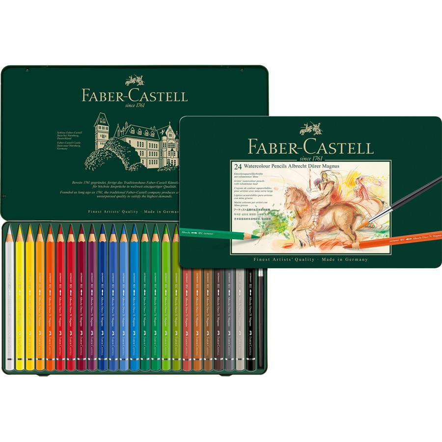 Creioane Colorate 24 Culori A.Durer Magnus Cutie Metal Faber-Castell Faber-Castell imagine 2022 depozituldepapetarie.ro