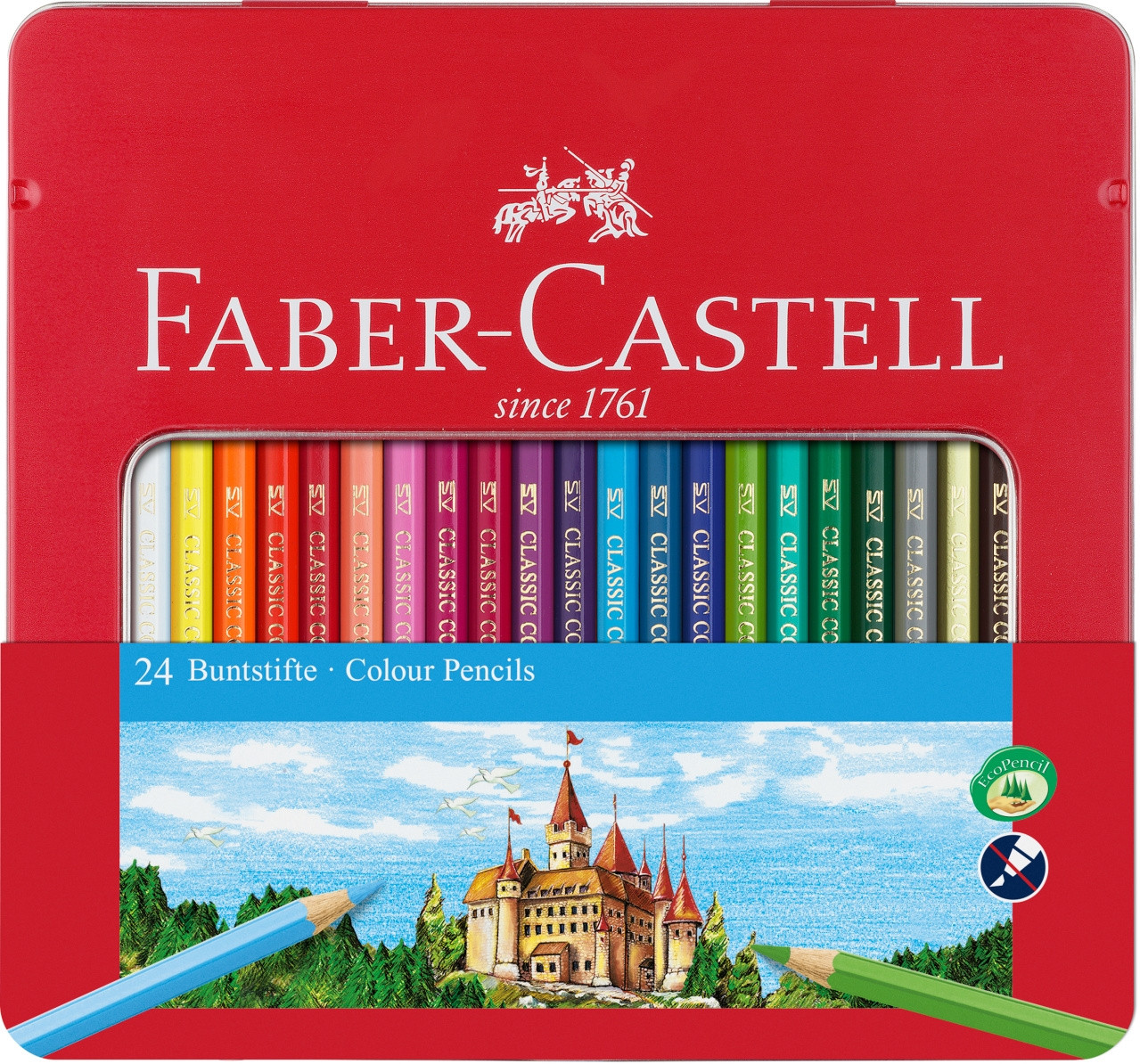 Creioane Colorate In Cutie Metal 24 culori cutie metal Faber-Castell