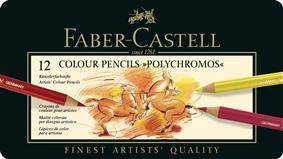 Creioane Colorate Polychromos 12 Culori Cutie Metal Faber-Castell