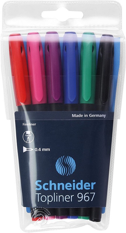 Liner SCHNEIDER 967, varf fetru 0.4mm, 6 culori/set – (N, R, A, V, Vi, Roz) horus-center.ro imagine 2022 depozituldepapetarie.ro