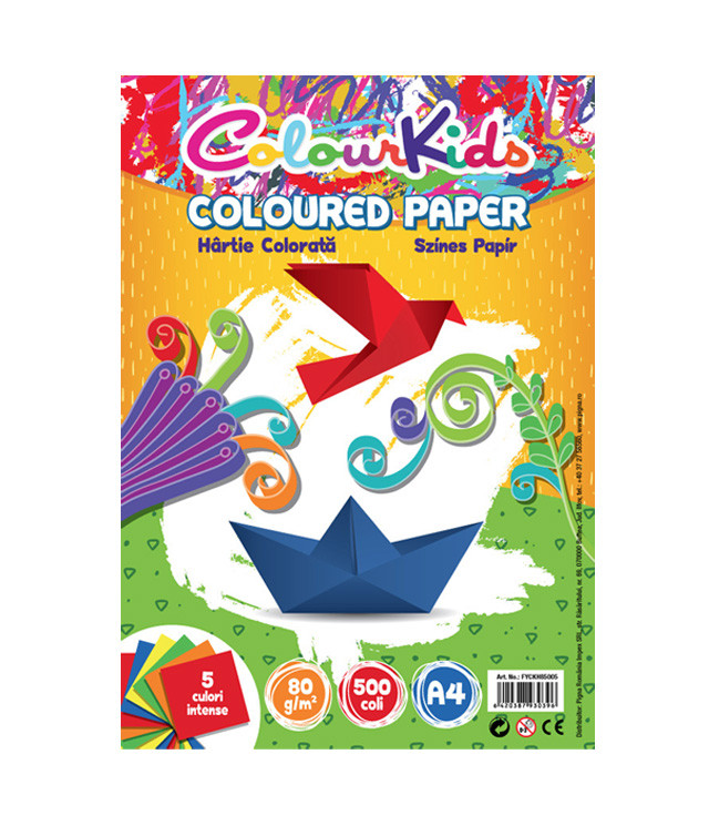 Hartie color Colour KIDS A4 80gr 500 coli 5 culori intense