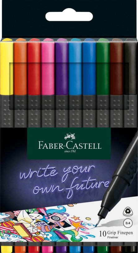 LINER 0.4MM SET 10 GRIP FABER-CASTELL Faber-Castell imagine 2022 depozituldepapetarie.ro