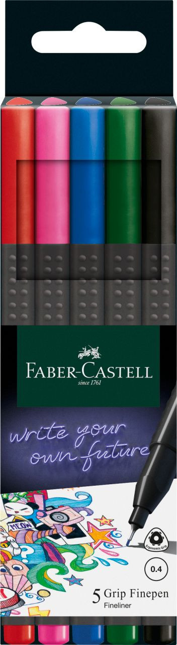 LINER 0.4MM SET 5 BUC BASIC GRIP FABER-CASTELL Faber-Castell imagine 2022 depozituldepapetarie.ro