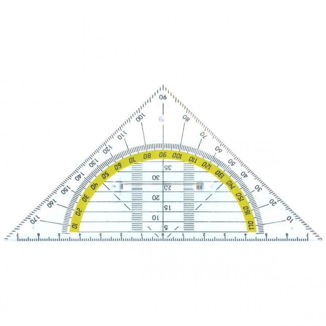 Echer 16 cm, cu raportor 180 grade, 16 cm, plastic transparent, ALCO Alco imagine 2022 depozituldepapetarie.ro