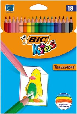 Creioane colorate 18 culori/set Tropicolors 2 Bic Bic imagine 2022 depozituldepapetarie.ro