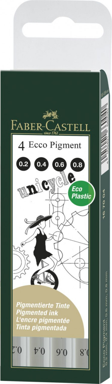 LINER ECO PIGMENT SET 4 BUC NOU FABER-CASTELL Faber-Castell imagine 2022 depozituldepapetarie.ro