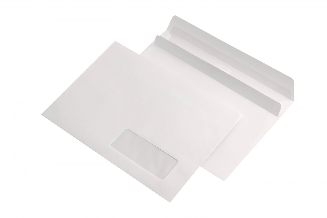 Plic C5 (162 x 229 mm), alb, cu fereastra,lipire autoadeziva, 80 g/mp