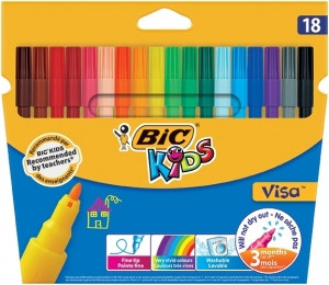 Carioci 18 culori lavabile Visa Bic Bic imagine 2022 depozituldepapetarie.ro