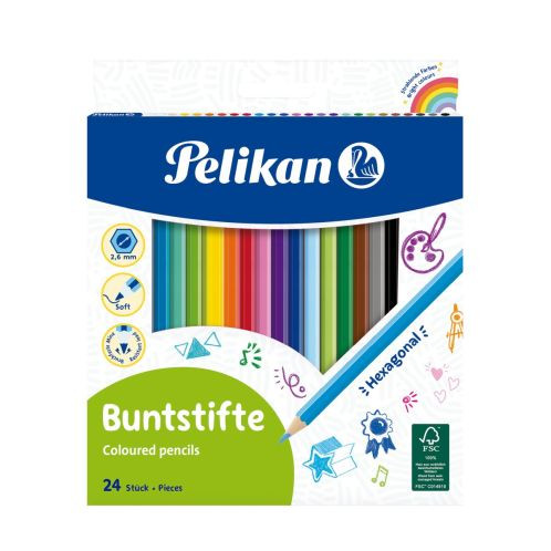 Creioane colorate lăcuite 24/set, vârf 3,0mm, Pelikan
