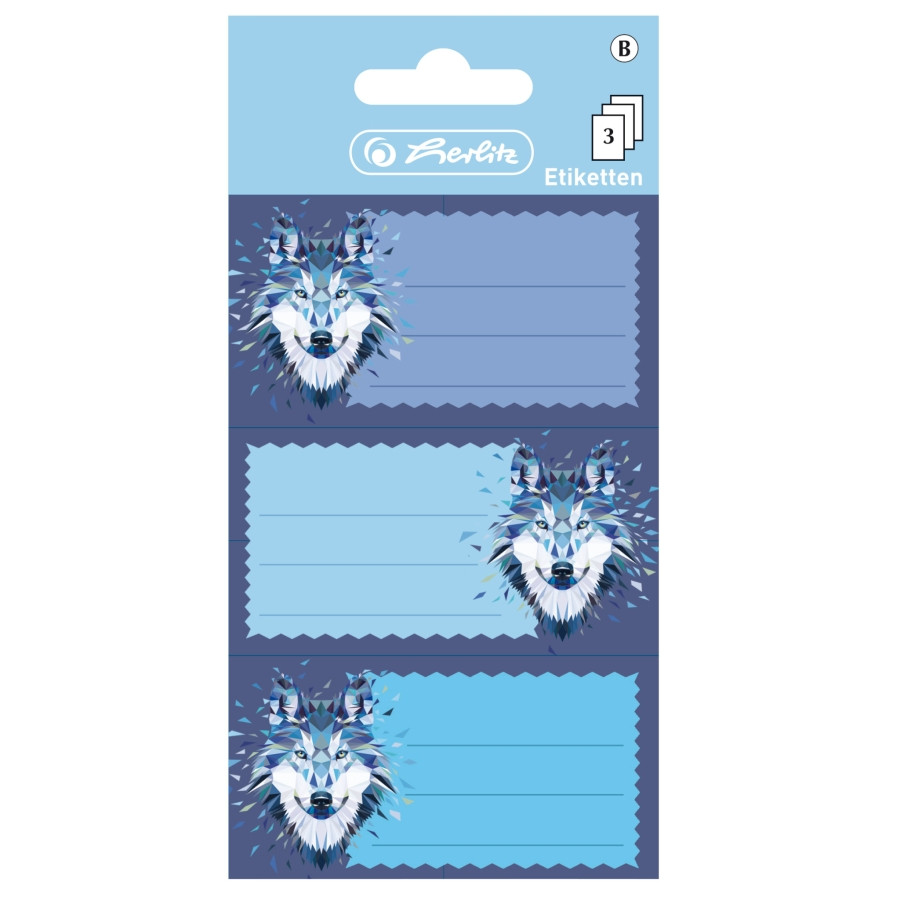 Etichete scolare Wild Animals Wolf set 3×3 coli Herlitz imagine 2022 depozituldepapetarie.ro