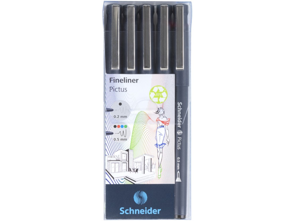 Fineliner Schneider Pictus 5 buc/portofel horus-center.ro imagine 2022 depozituldepapetarie.ro